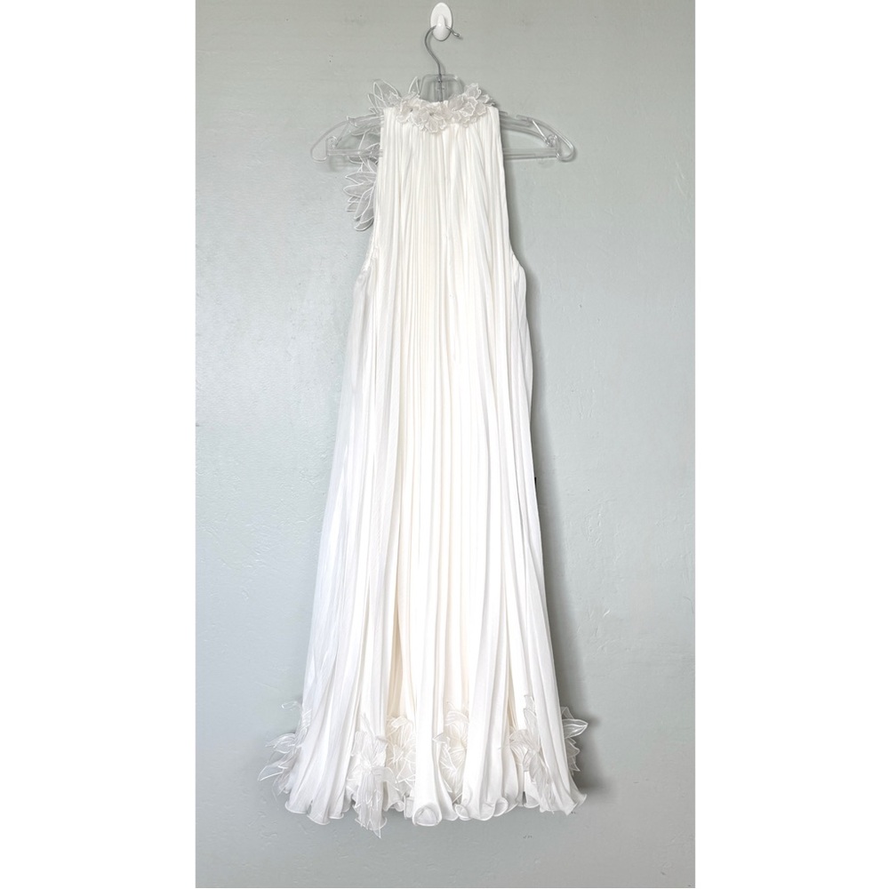 Tadashi Shoji Ivory Pleated Trapeze Chiffon Midi Dress Size XS - Picture 2 of 13